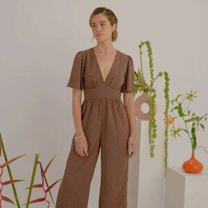Lisa Says Gah Cassandra Jumpsuit in Brown Checkered Gingham size 2XL